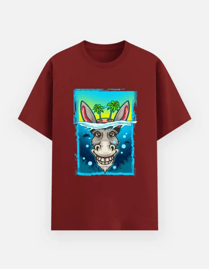 Funny Donkey Underwater Cartoon Graphic T-Shirt - VIVA ENTERPRISES 