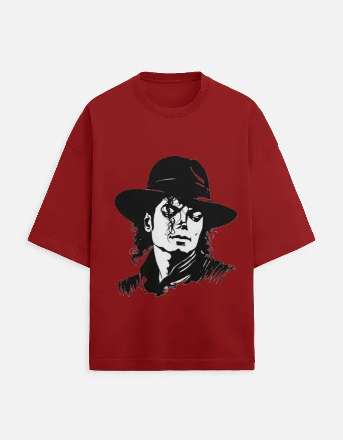 Red T-shirt with Michael Jackson Fedora Design - VIVA ENTERPRISES 