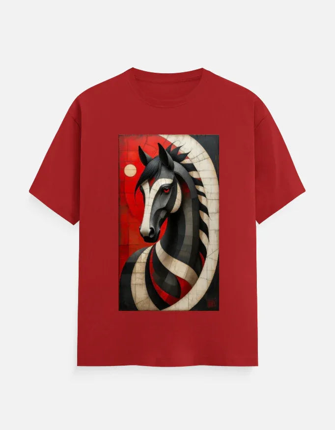 Abstract Horse Art Graphic T-Shirt | Premium White Tee - VIVA ENTERPRISES 