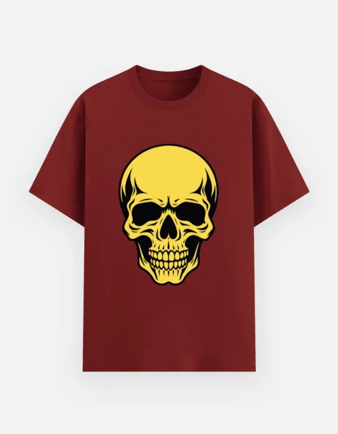 Vibrant Yellow and Skull Art Tee - VIVA ENTERPRISES 