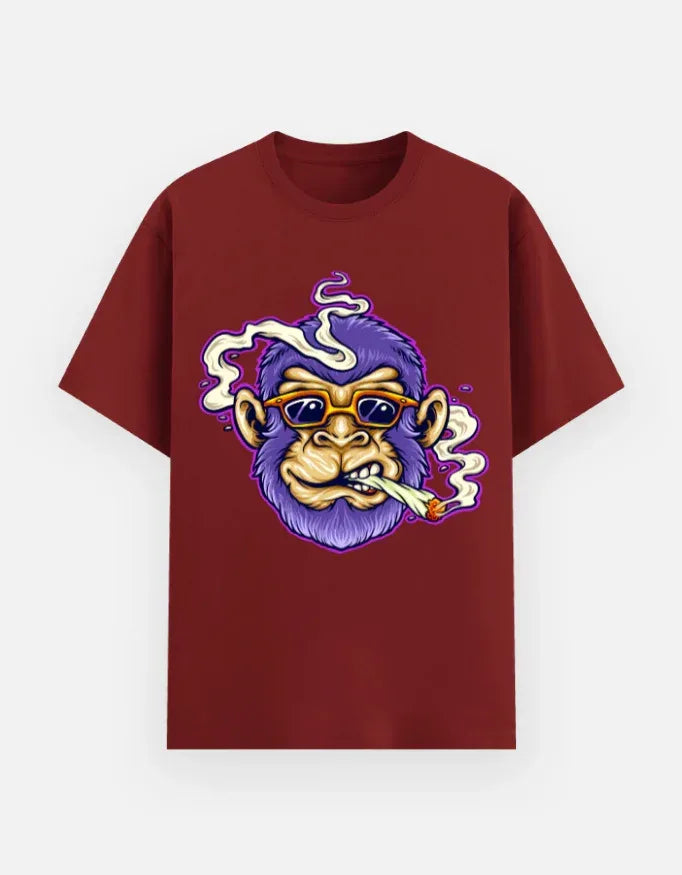 Illustrated Purple Gorilla Smoking T-Shirt - VIVA ENTERPRISES 