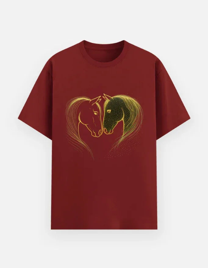 Horse Printed Basic T-Shirt - VIVA ENTERPRISES 