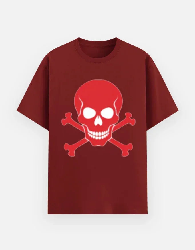 Red Skull and Crossbones T-Shirt - VIVA ENTERPRISES 