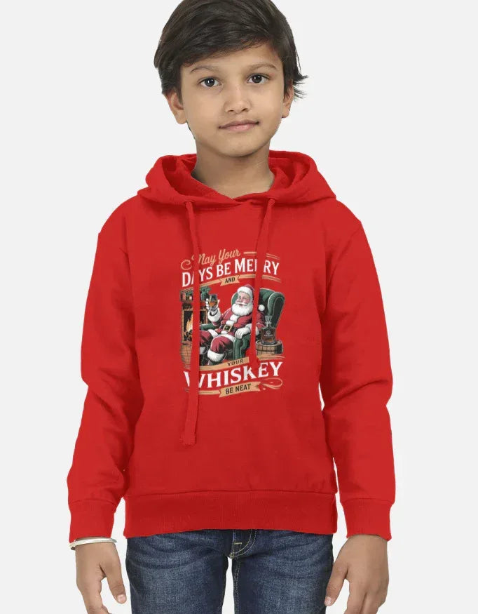 Kids Red Christmas Hoodie | Funny Santa 'Days of Misery' Graphic - VIVA ENTERPRISES 