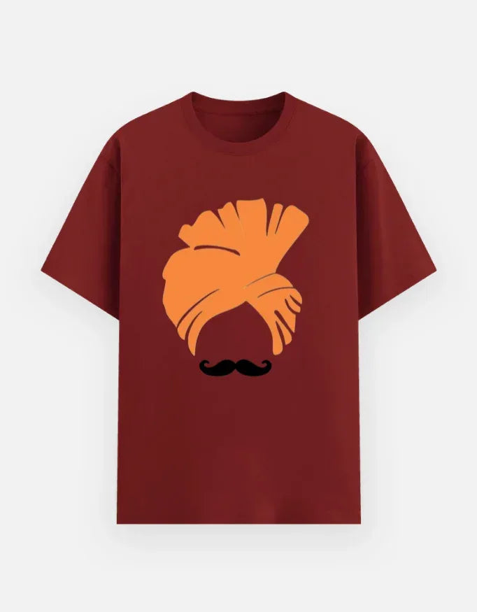 Turban and Mustache Graphic Black T-Shirt - VIVA ENTERPRISES 