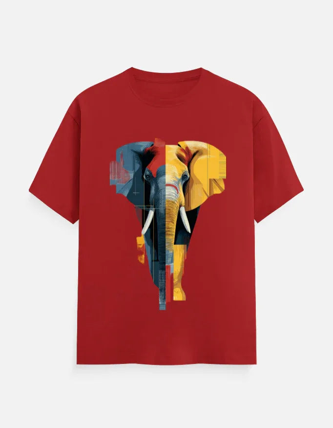 Abstract Geometric Elephant Graphic T-Shirt - VIVA ENTERPRISES 