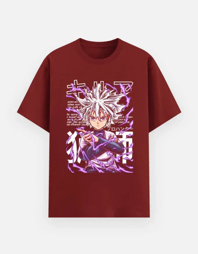 Electric Aura Anime Character Oversized Tee – Trendy Look - VIVA ENTERPRISES 
