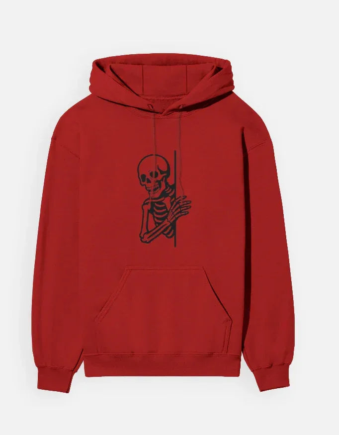 Red Skeleton Line Art Hoodie - VIVA ENTERPRISES 