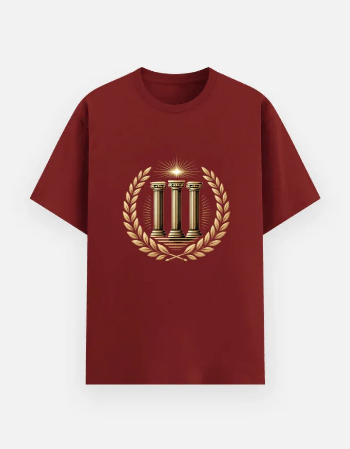Golden Laurel Wreath & Pillars Graphic T-Shirt - VIVA ENTERPRISES 