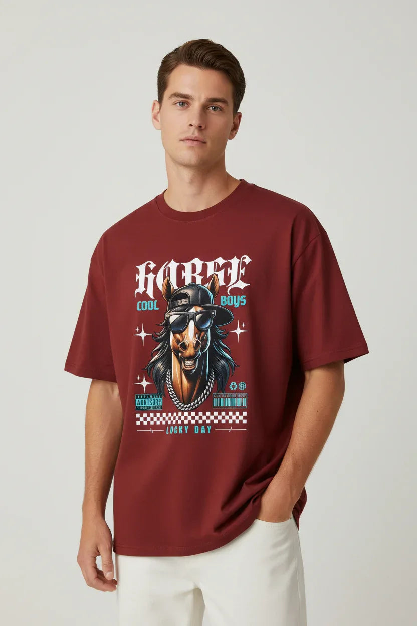 Lucky Day Horse Graphic Street Style T-Shirt - VIVA ENTERPRISES 