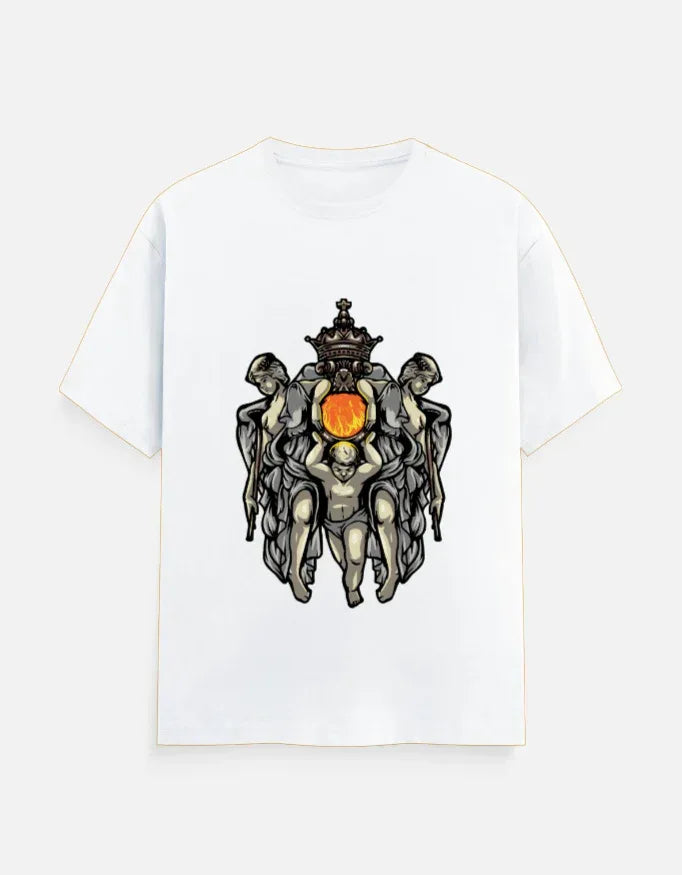 Crowned Figures Celestial Art T-Shirt | Unique Graphic Tee - VIVA ENTERPRISES 