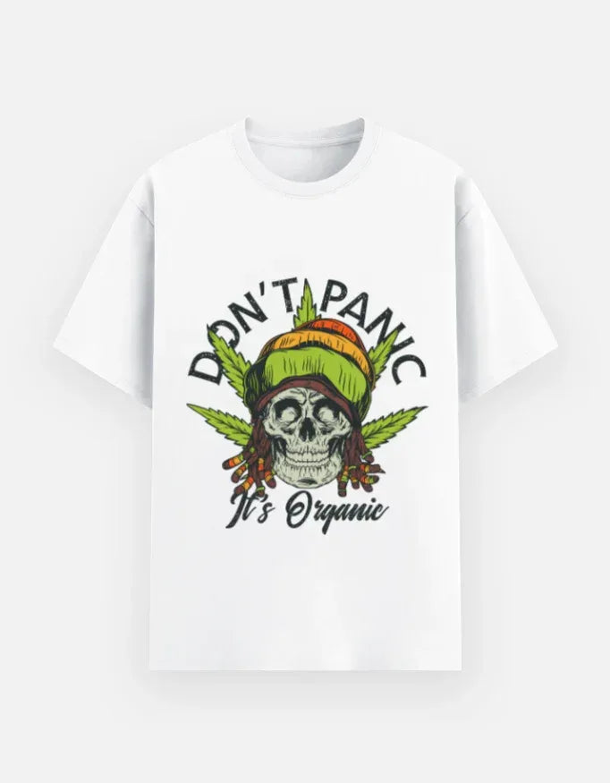 Skull Graphic Streetwear Black T-Shirt | Don’t Panic It’s Organic - VIVA ENTERPRISES 