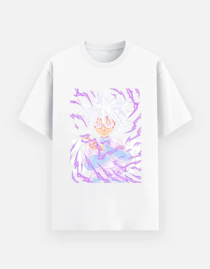 Electric Aura Anime Character Oversized Tee – Trendy Look - VIVA ENTERPRISES 