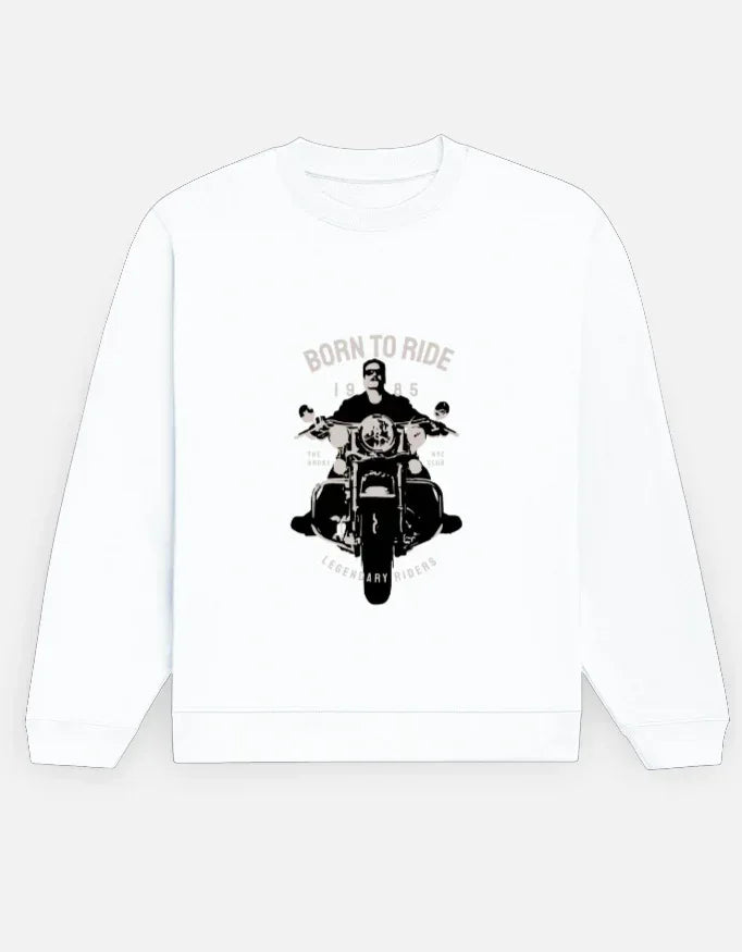 Men's Black "Born to Ride" Motorcycle Graphic Crewneck Sweatshirt - VIVA ENTERPRISES 