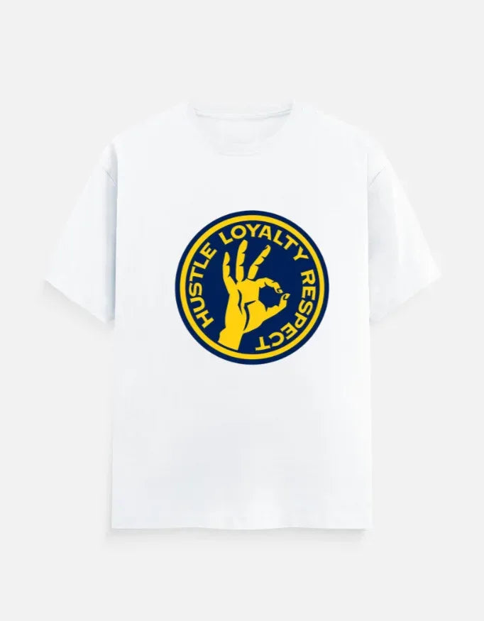 The Respect Emblem Tee – Hustle & Loyalty Graphic in Yellow and Blue - VIVA ENTERPRISES 