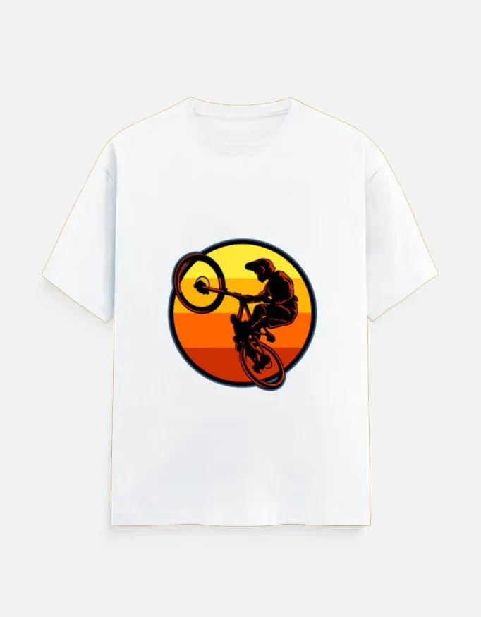 Mountain Biking Graphic T-Shirt | Sunset MTB Silhouette Tee - VIVA ENTERPRISES 