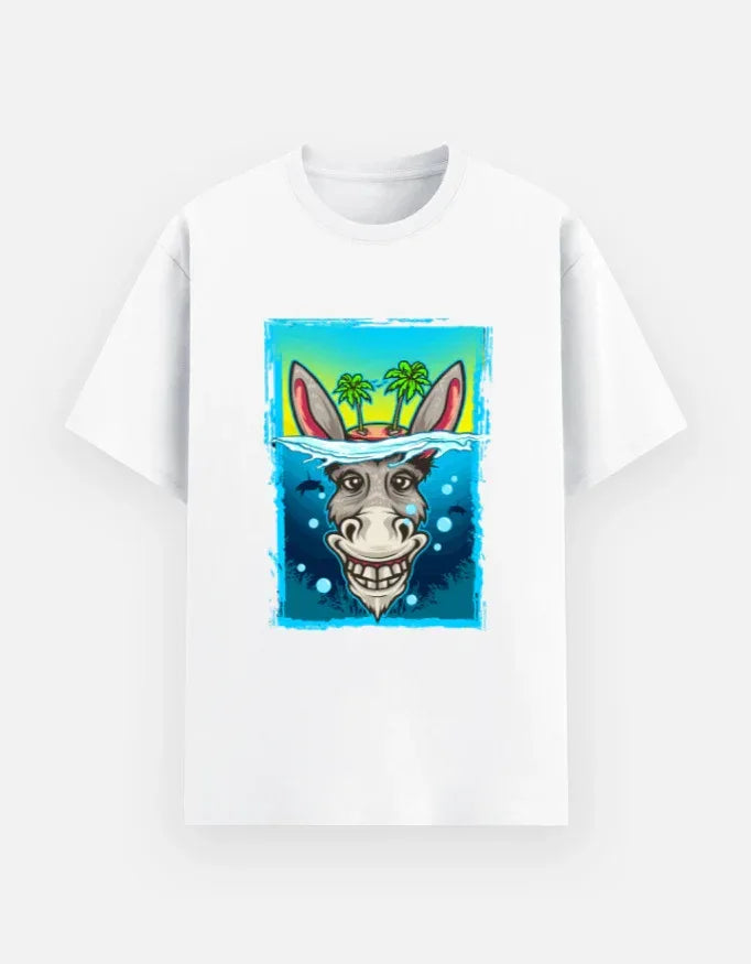 Funny Donkey Underwater Cartoon Graphic T-Shirt - VIVA ENTERPRISES 