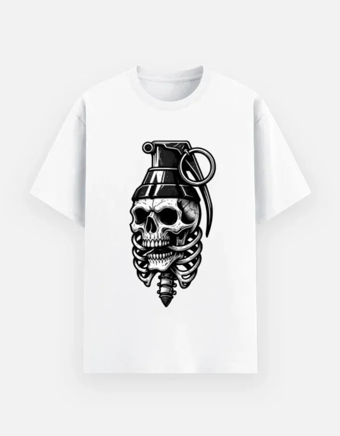 Grenade Skull & Ribcage Graphic T-Shirt - VIVA ENTERPRISES 
