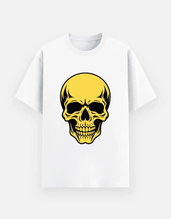 Vibrant Yellow and Skull Art Tee - VIVA ENTERPRISES 