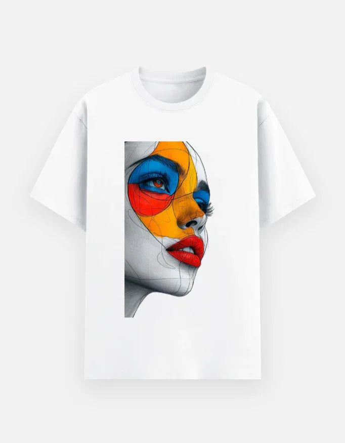 Vibrant Pop Art Woman Portrait T-Shirt - VIVA ENTERPRISES 
