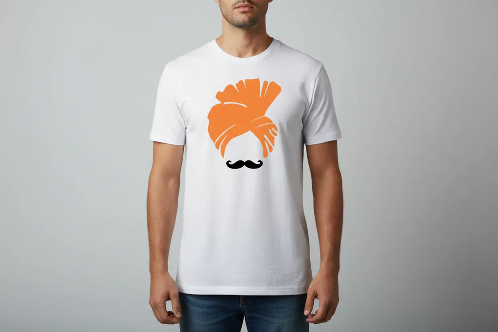 Turban and Mustache Graphic Black T-Shirt - VIVA ENTERPRISES 