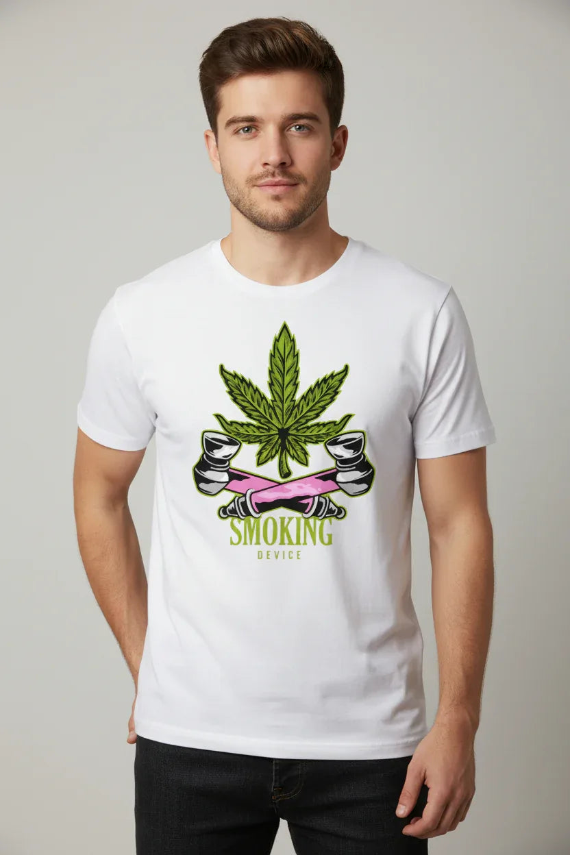 Cannabis Leaf Smoking Device Graphic Tee - VIVA ENTERPRISES 