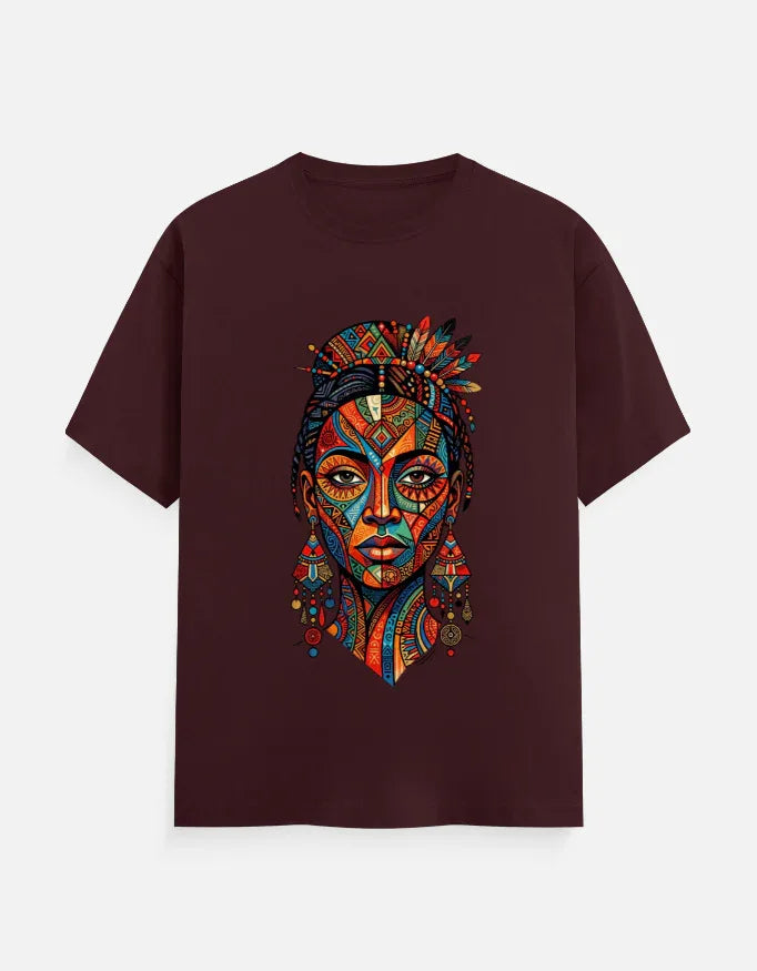 Vibrant Tribal Woman Portrait Graphic T-Shirt - VIVA ENTERPRISES 