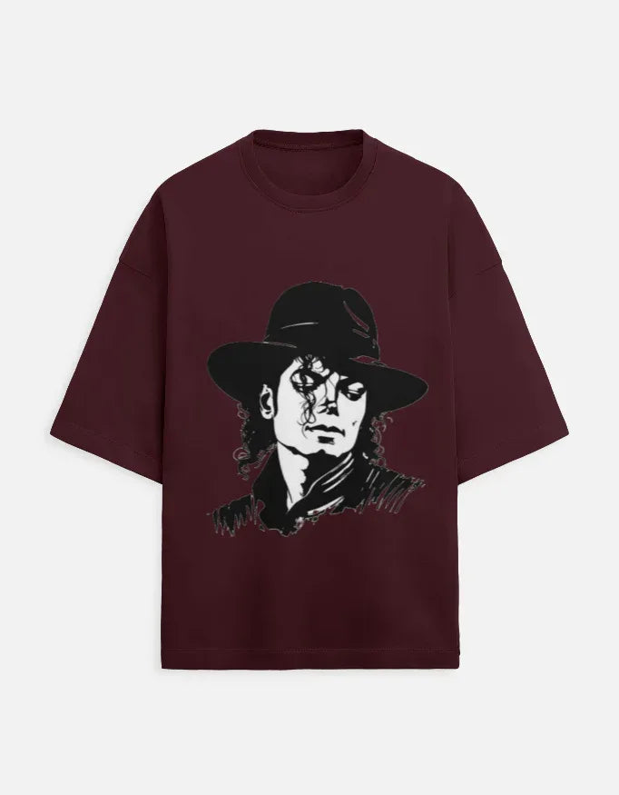 Red T-shirt with Michael Jackson Fedora Design - VIVA ENTERPRISES 