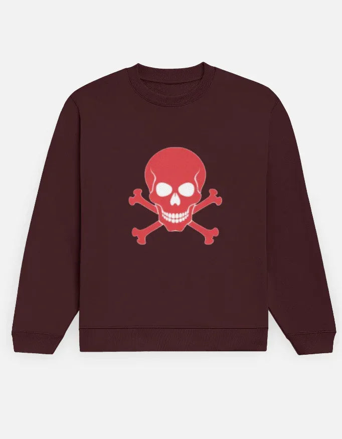Red Skull & Crossbones Graphic Crewneck Sweatshirt - VIVA ENTERPRISES 