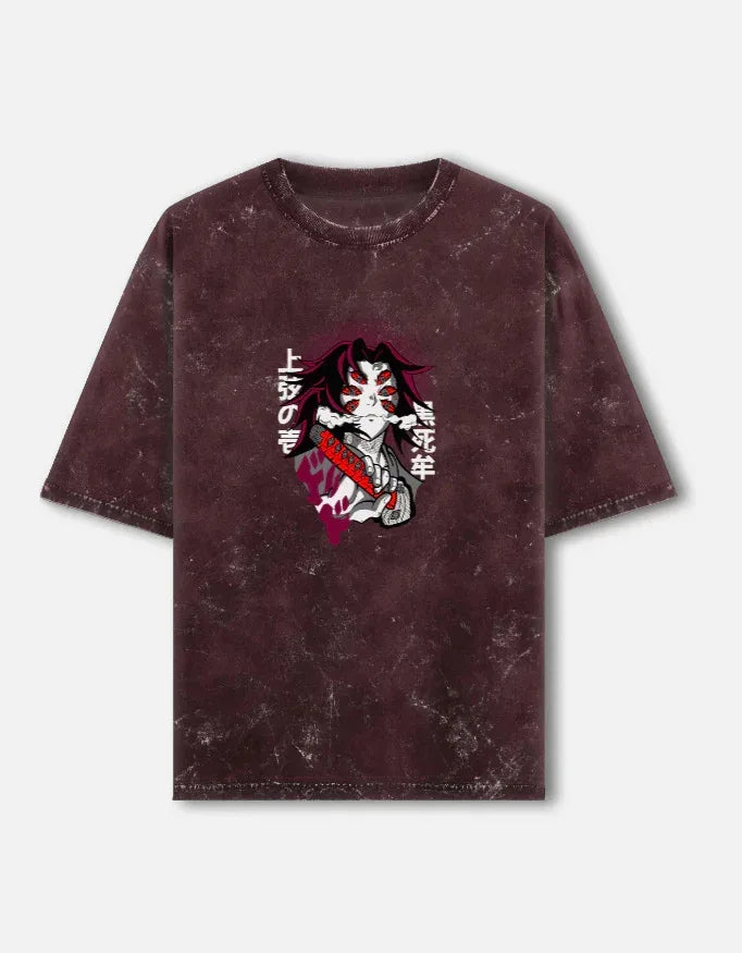 Kokushibo Upper Rank One Demon Slayer Acid Wash T-Shirt - VIVA ENTERPRISES 