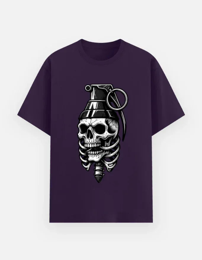 Grenade Skull & Ribcage Graphic T-Shirt - VIVA ENTERPRISES 