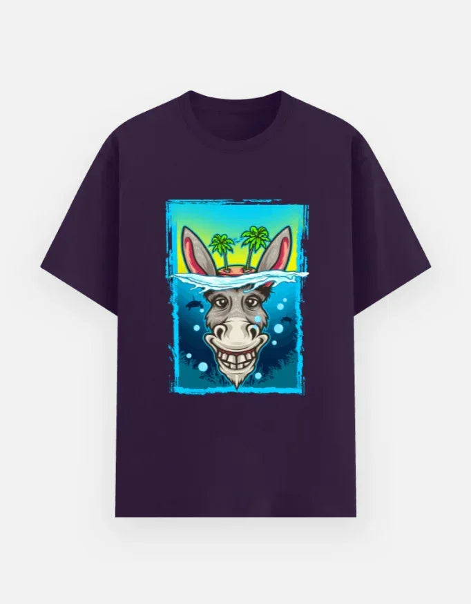 Funny Donkey Underwater Cartoon Graphic T-Shirt - VIVA ENTERPRISES 