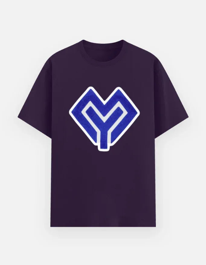 T-shirt with Purple Y-Heart Logo - VIVA ENTERPRISES 
