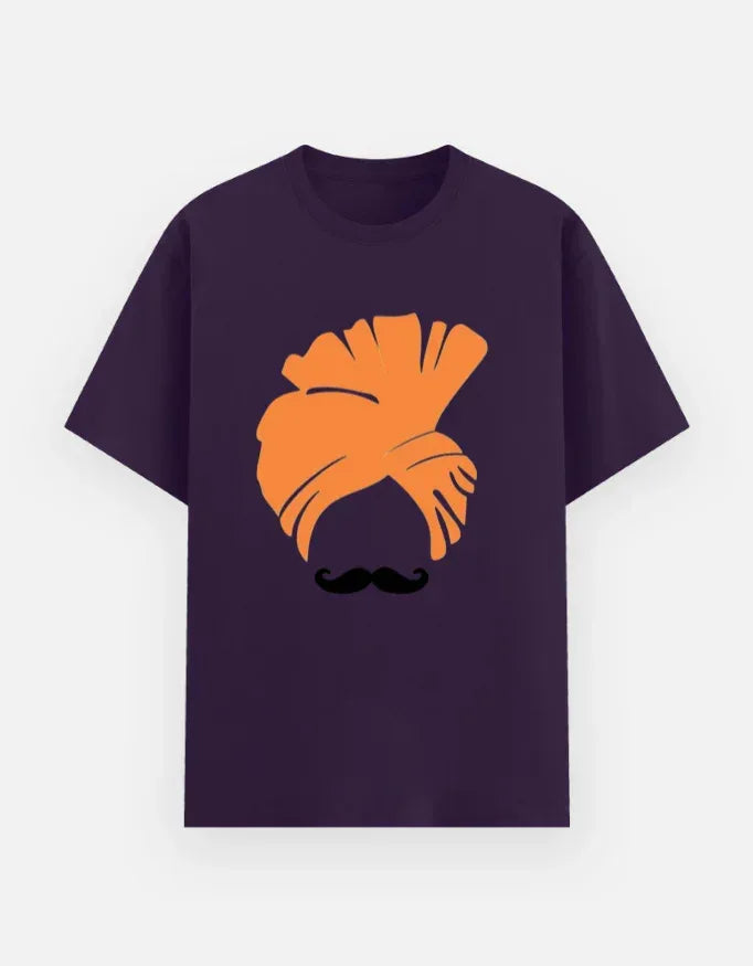 Turban and Mustache Graphic Black T-Shirt - VIVA ENTERPRISES 