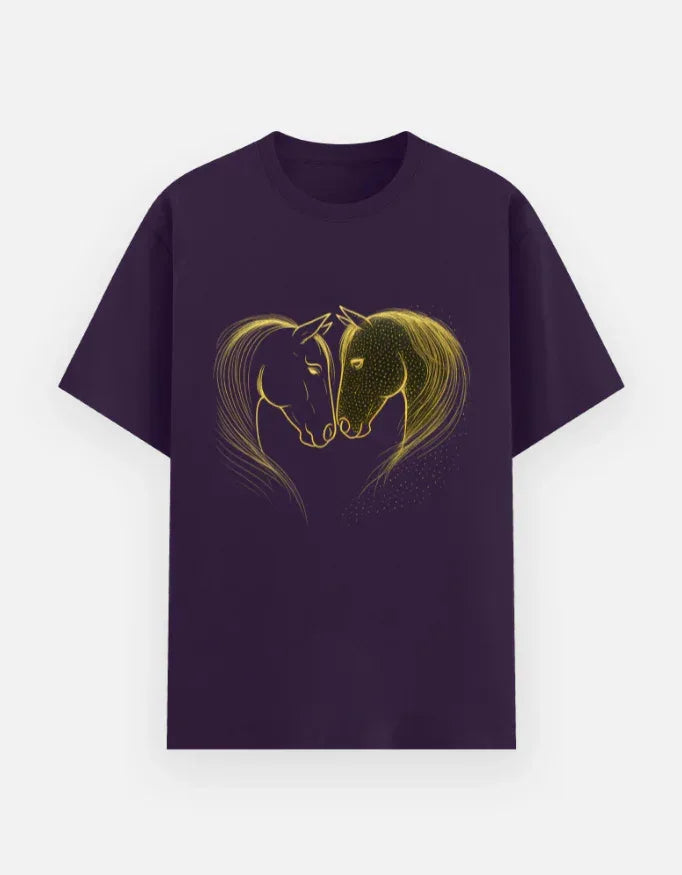 Horse Printed Basic T-Shirt - VIVA ENTERPRISES 
