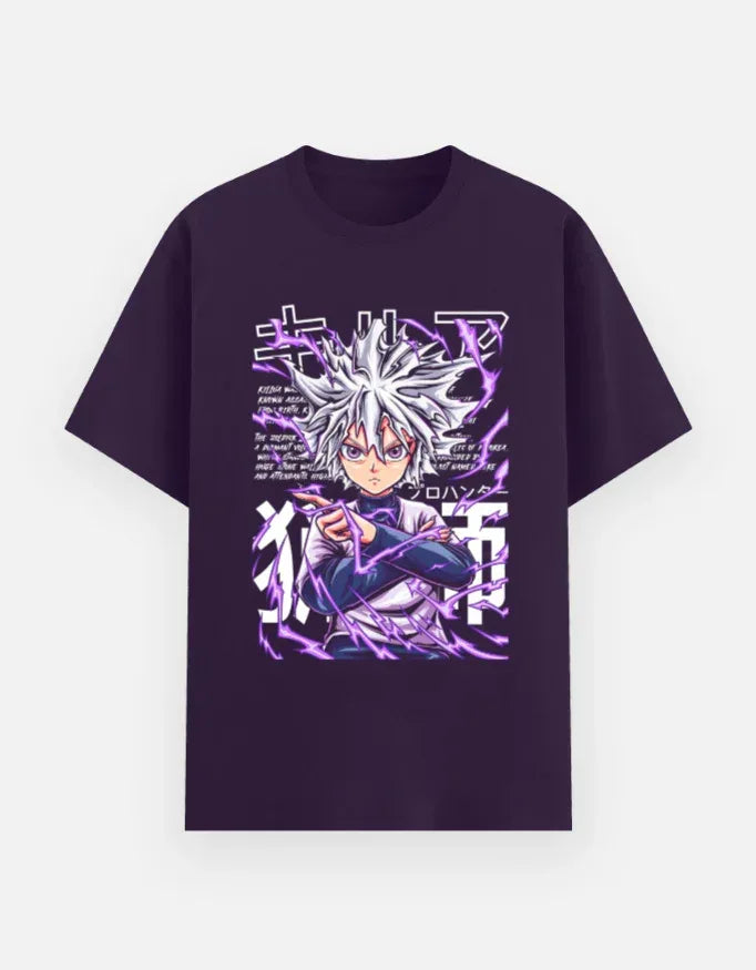 Electric Aura Anime Character Oversized Tee – Trendy Look - VIVA ENTERPRISES 
