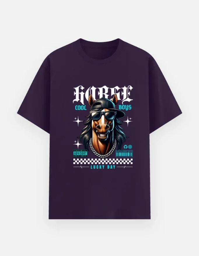 Lucky Day Horse Graphic Street Style T-Shirt - VIVA ENTERPRISES 
