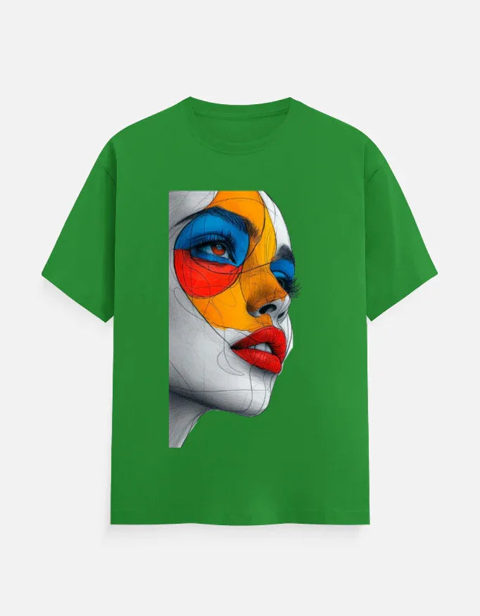 Abstract Color Face Graphic Printed MULTICOLOUR T-Shirt - VIVA ENTERPRISES 