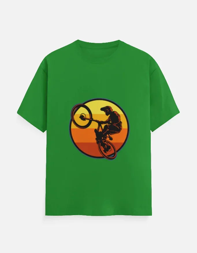 Mountain Biking Graphic T-Shirt | Sunset MTB Silhouette Tee - VIVA ENTERPRISES 