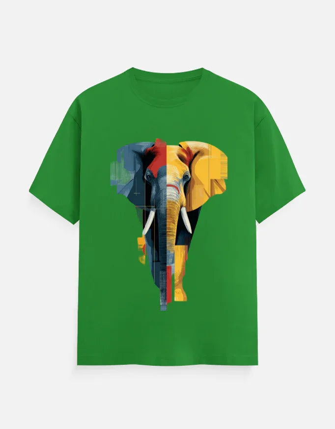 Abstract Geometric Elephant Graphic T-Shirt - VIVA ENTERPRISES 
