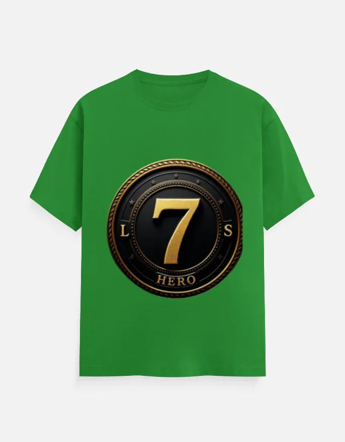 Legendary Number 7 Gold Emblem Print T-Shirt - VIVA ENTERPRISES 
