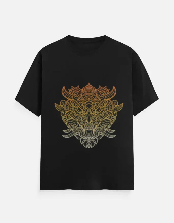 Ornate Japanese Demon Mask Graphic T-Shirt - VIVA ENTERPRISES 