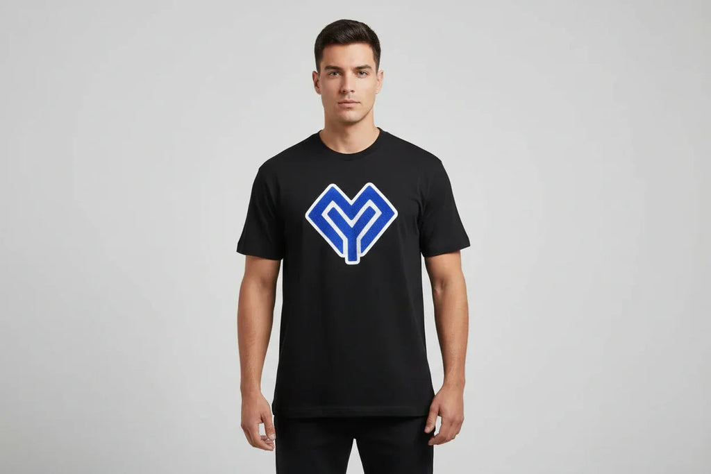 T-shirt with Purple Y-Heart Logo - VIVA ENTERPRISES 