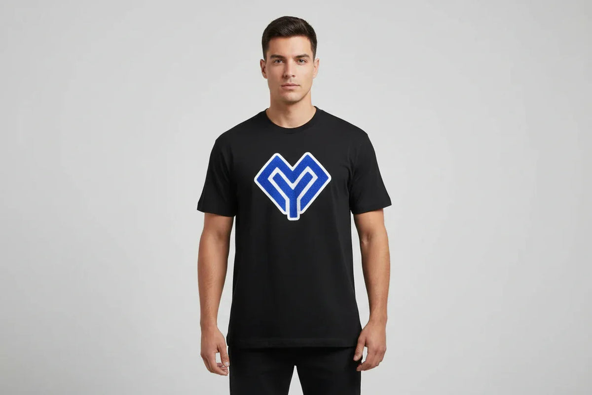 T-shirt with Purple Y-Heart Logo - VIVA ENTERPRISES 