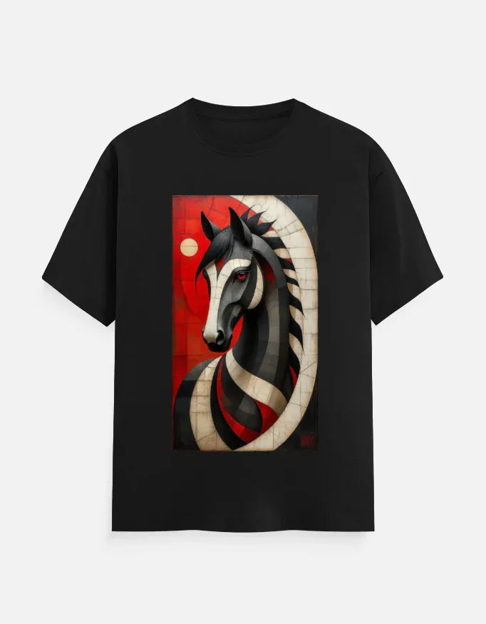 Abstract Horse Art Graphic T-Shirt | Premium White Tee - VIVA ENTERPRISES 