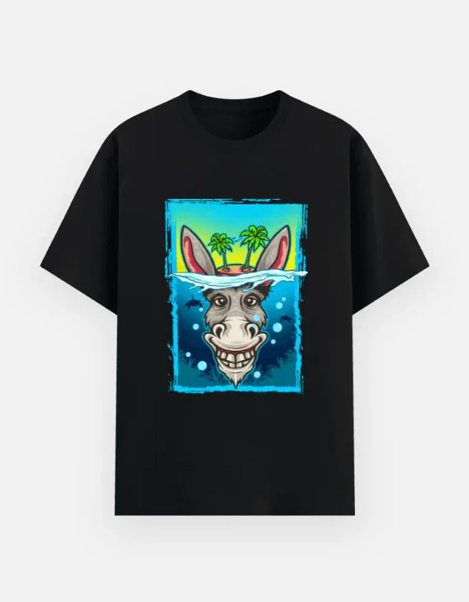 Funny Donkey Underwater Cartoon Graphic T-Shirt - VIVA ENTERPRISES 