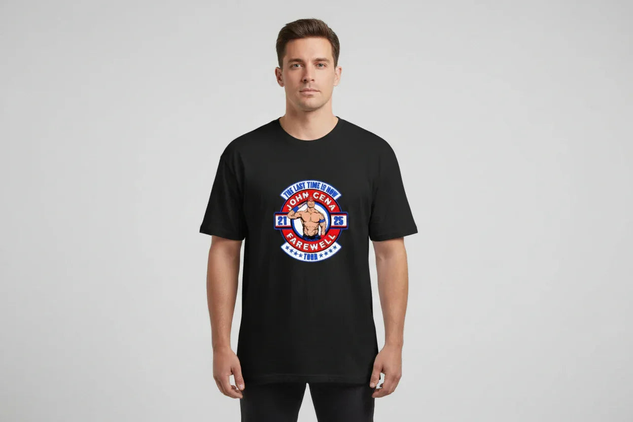 John Cena 2025 Farewell Tour Black Tee - The Last Time Is Now Graphic Shirt - VIVA ENTERPRISES 