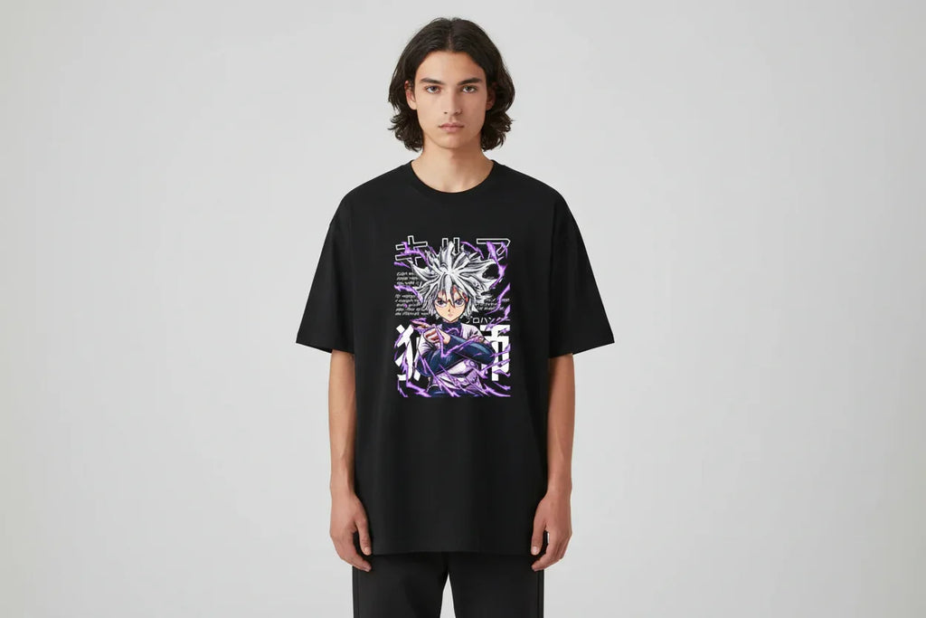 Electric Aura Anime Character Oversized Tee – Trendy Look - VIVA ENTERPRISES 