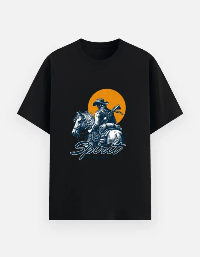 Spirit of the Wild Cowboy Sunset Tee - VIVA ENTERPRISES 