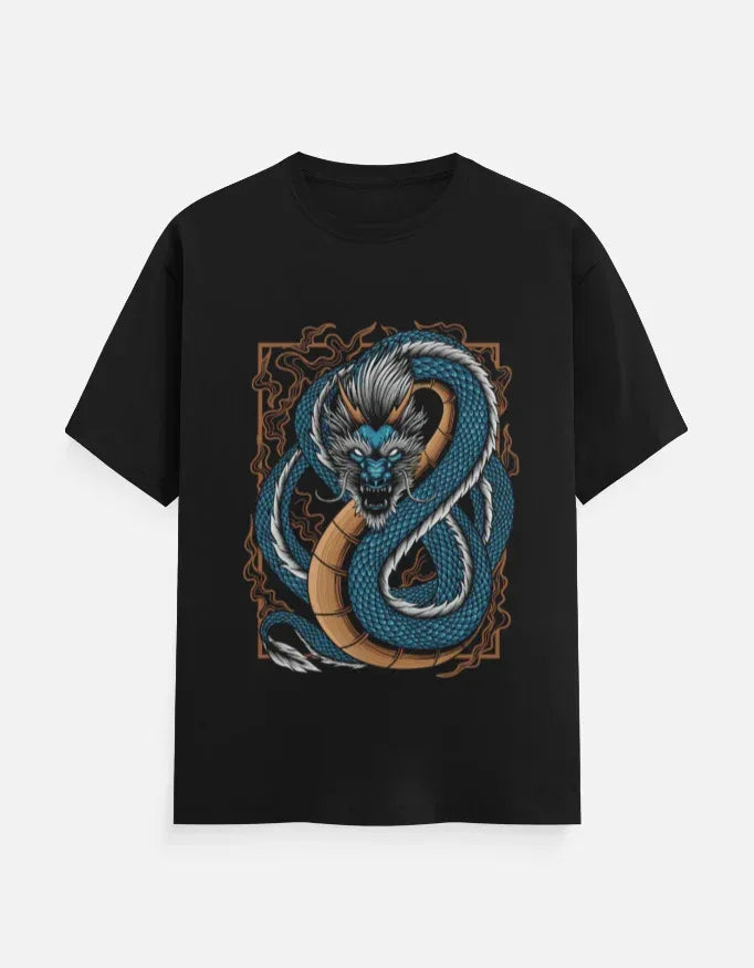 Ferocious Blue Dragon T-Shirt Design T-Shirt - VIVA ENTERPRISES 